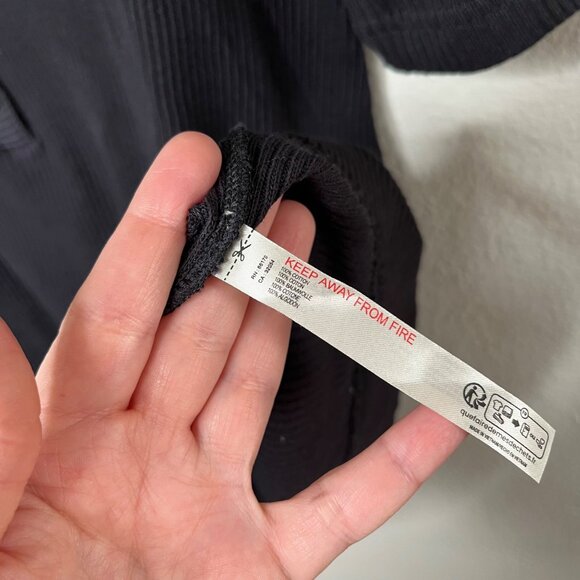 Free People Beach Ribbed Black Over Sized Henley Top Size Med - Picture 6 of 8